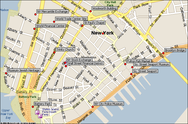 lower manhattan new york city attractions map