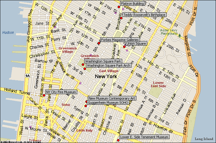greenwich village east village new york city attractions map