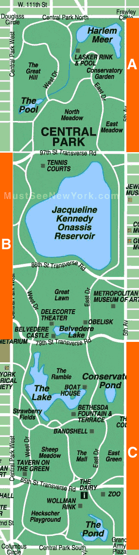 central park new york city attractions map
